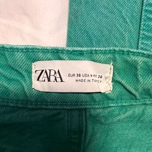 Zara wide leg green jeans